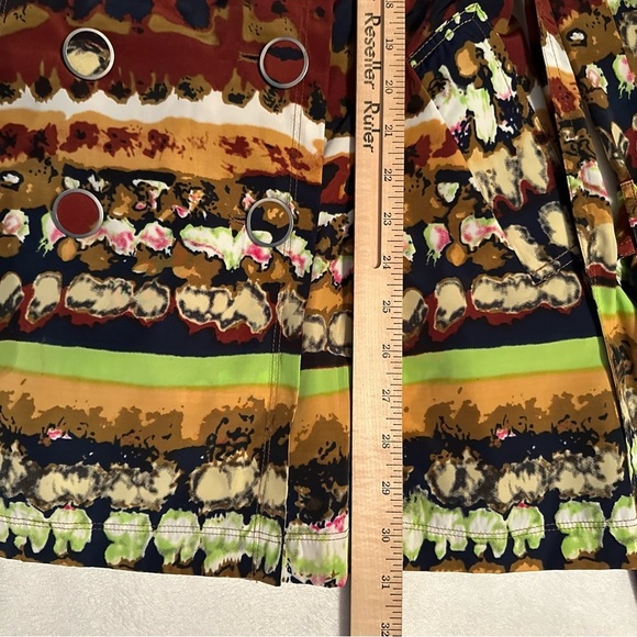 Vertigo Paris Trench Pea Coat Belted Lined Jacket Colorful Artsy Unique Women XS - Picture 9 of 11